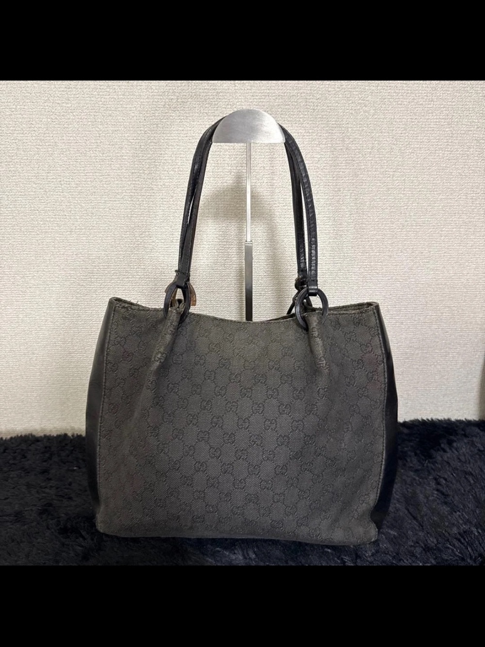 Gucci Black Monogram Tote Bag with Double Straps - Picture 5 of 10